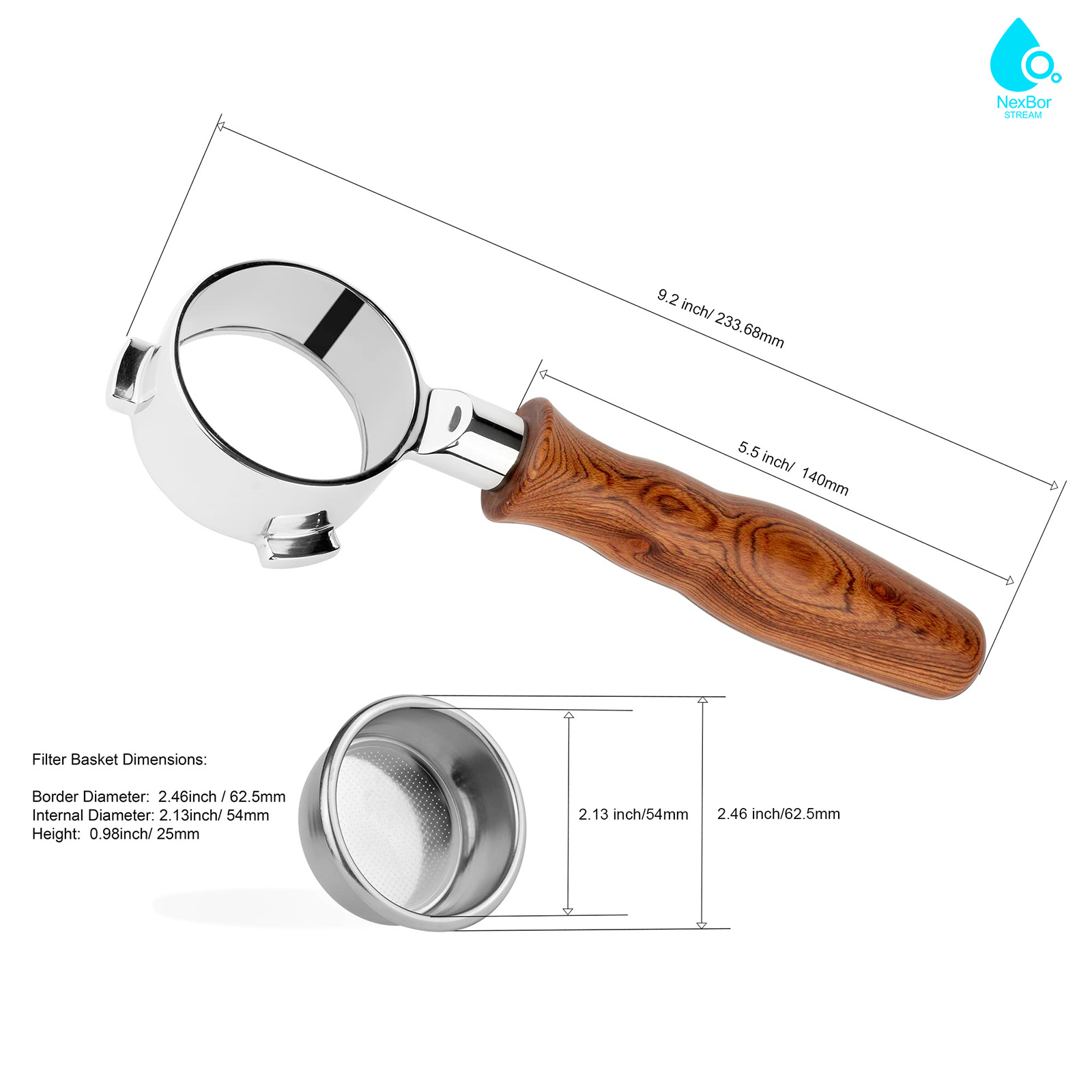 54mm 바닥이 없는 포터필터, 3개의 손잡이, NEX - Breville Espresso Barista Touch 리뷰 및 가격