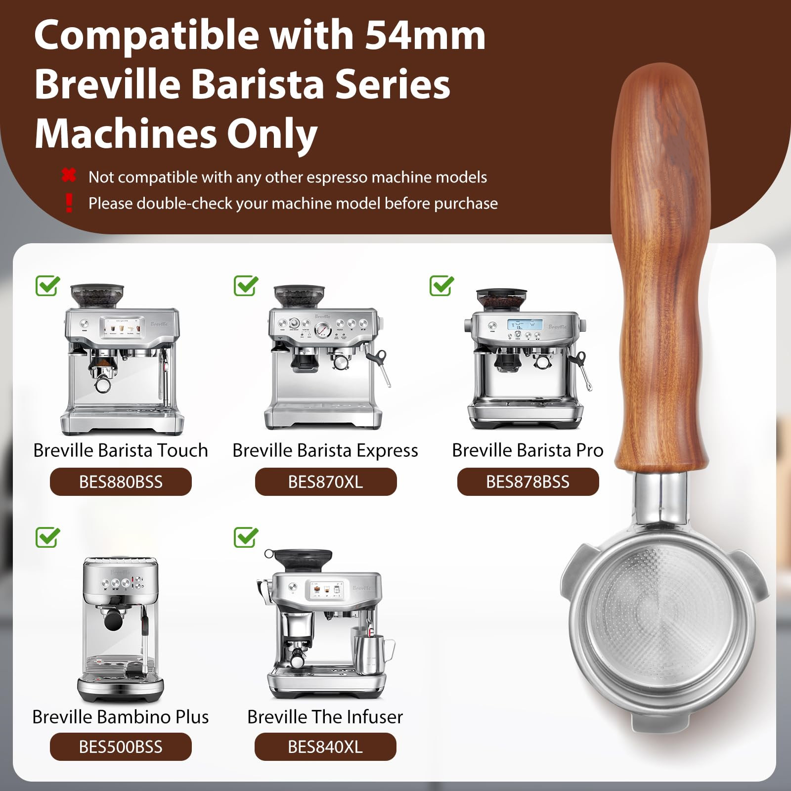 54mm 바닥이 없는 포터필터, 3개의 손잡이, NEX - Breville Espresso Barista Touch 리뷰 및 가격